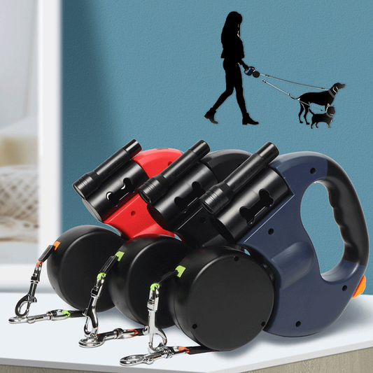 Guia Retrátil Dupla 360° Inteligente para Dois Cães comTrava Automática + Anti-Emaranhado – Dory Pet