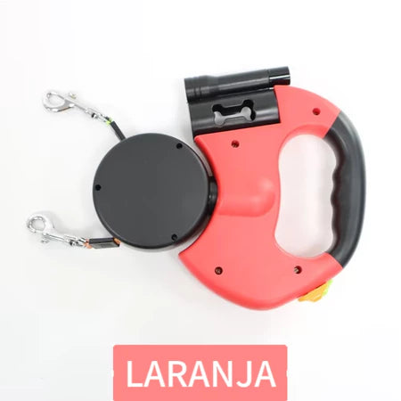 Guia Retrátil Dupla 360° para Dois Cães com Trava Automática + Anti-Emaranhado – Dory Pet