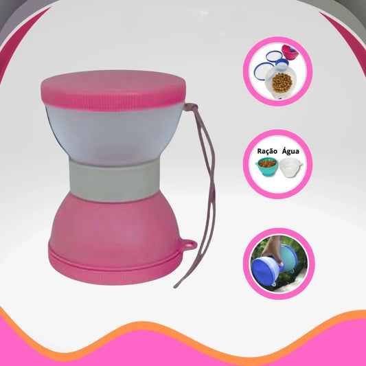 Lancheira Portátil 2 em 1 para Pets com Água e Ração – Ideal para Passeios | Dory Pet