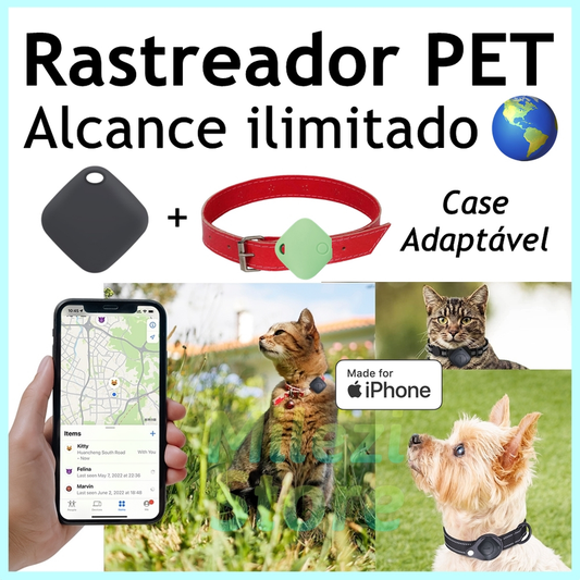 Rastreador Pet com Localização Global – Compatível com iPhone e Android