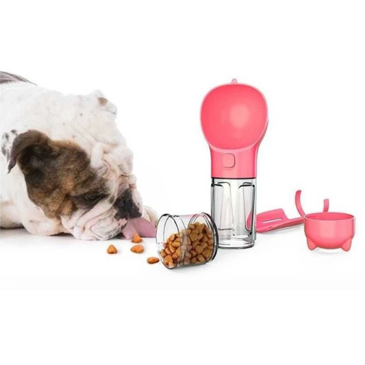 Garrafa De Água e Ração Para Cachorro 4 Em 1 Portátil Ideal Para Passeios Multifuncional