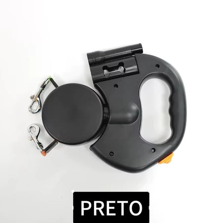 Guia Retrátil Dupla 360° para Dois Cães com Trava Automática + Anti-Emaranhado – Dory Pet