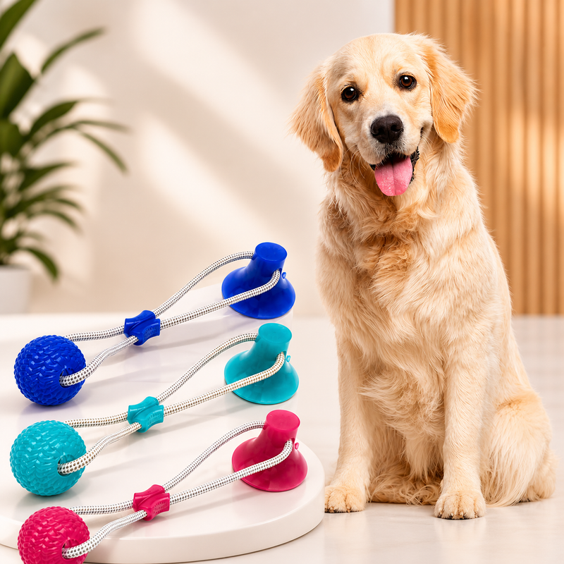 Brinquedo Cabo de Guerra para Cães com Ventosa  2 em 1 Interativo