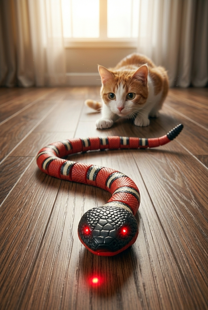 Cobra Inteligente Interativa para Gatos – Brinquedo Recarregável com Movimento Automático