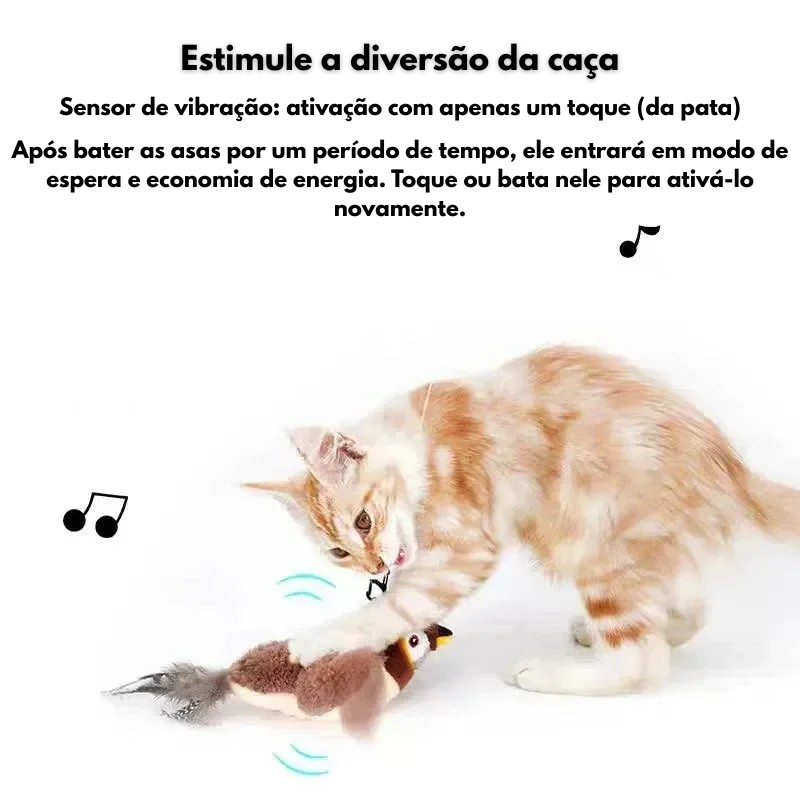 Pássaro Voador Interativo para Gatos com Asas Realistas e Som Recarregável – Dory Pet