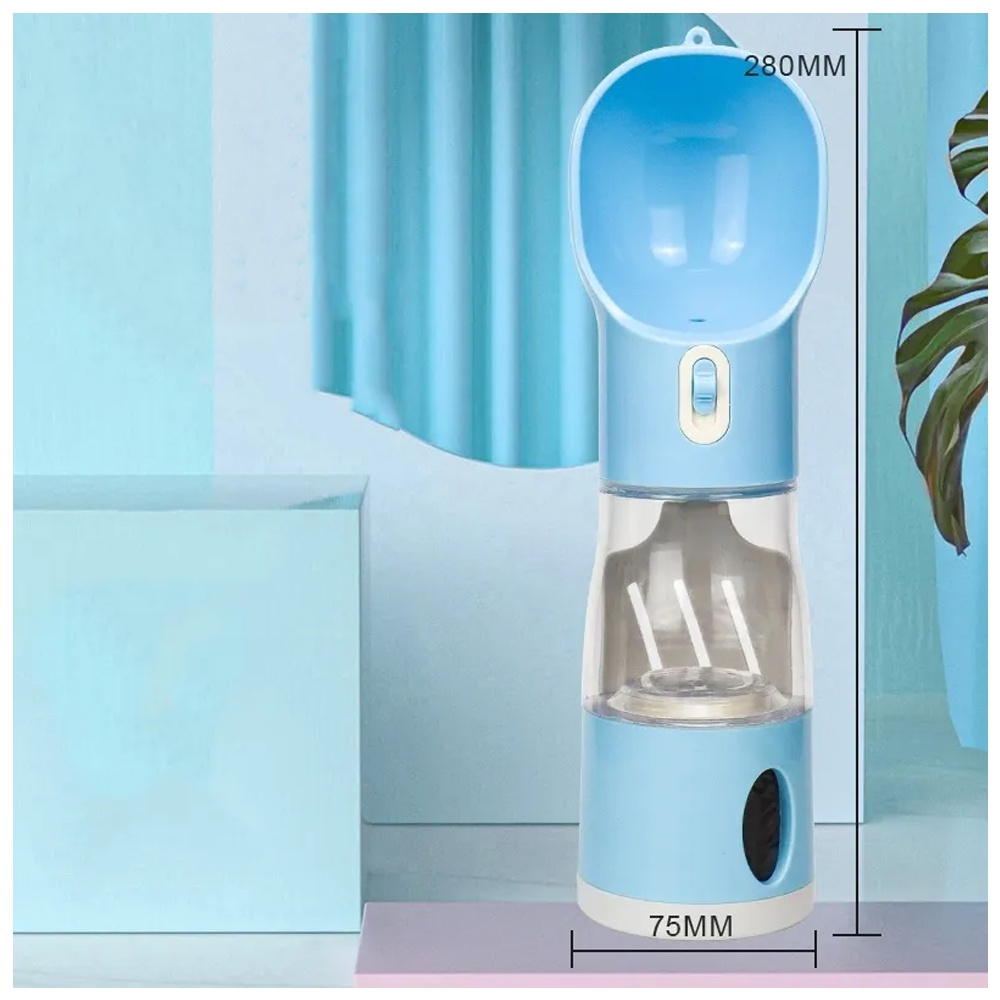 Garrafa Portátil Pet 4 em 1 – Bebedouro + Comedouro + Porta-Ração + Coletor – Dory Pet
