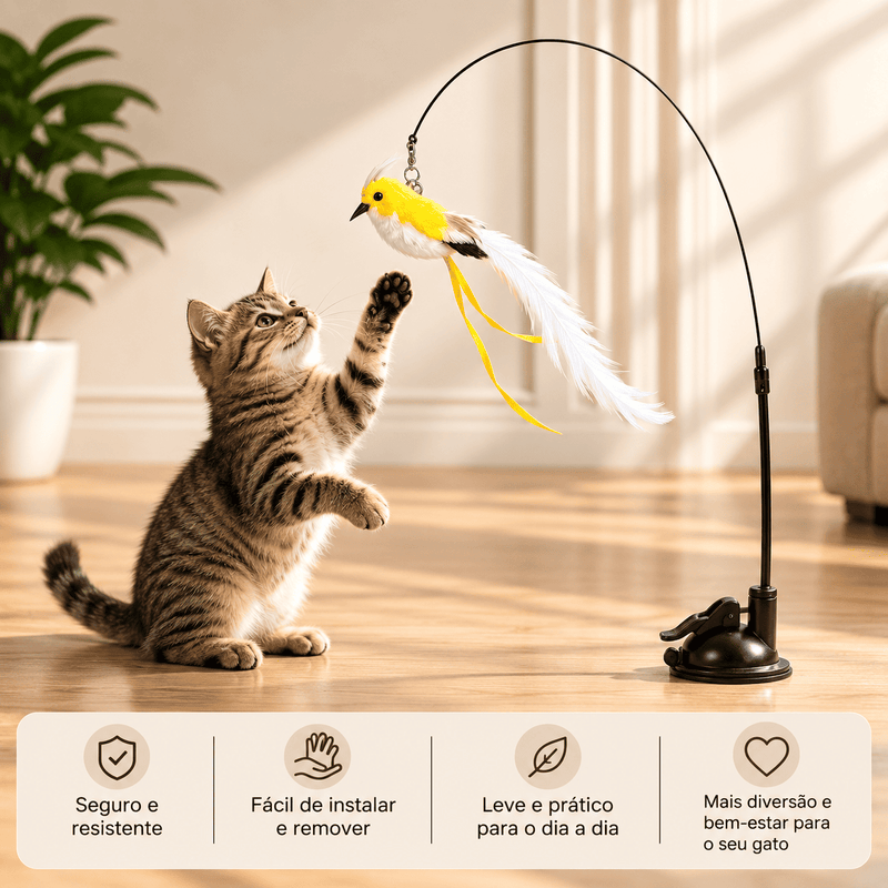 Varinha Interativa para Gatos – Caça Mesmo Quando Você Não Pode Brincar