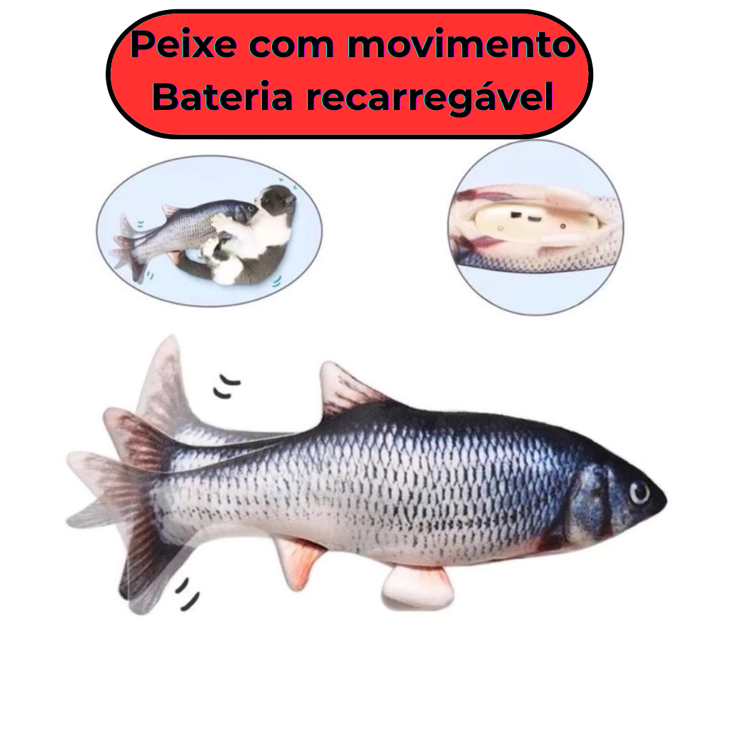 Brinquedo Peixe Elétrico Interativo Recarregável para Gatos – Dory Pet