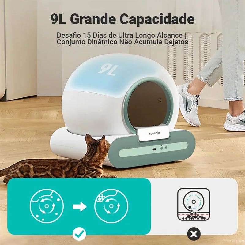Caixa de Areia Inteligente Autolimpante 65L com App e Desodorização Iônica – Dory Pet