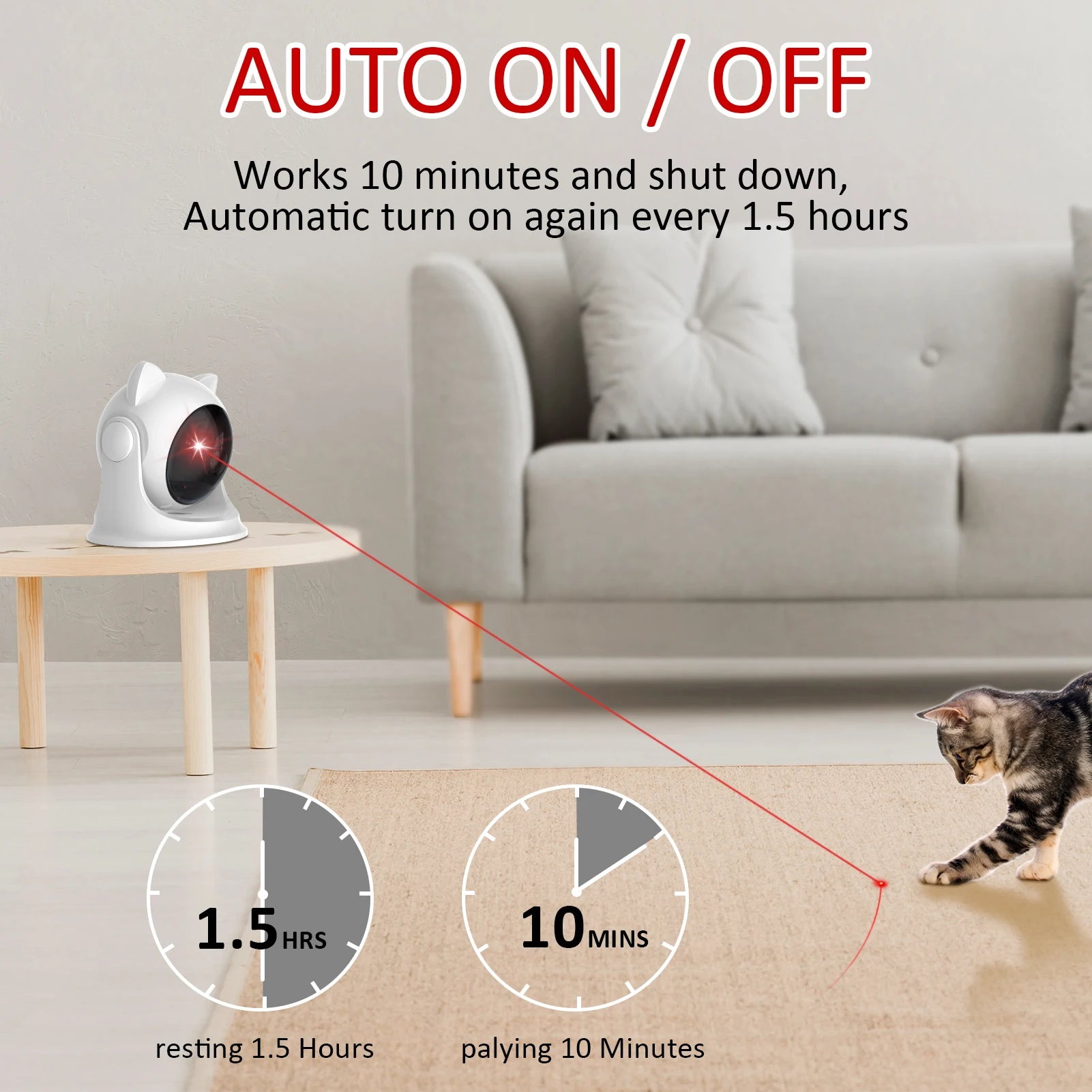 Brinquedo a laser para gatos, movimento recarregável automático, ativado aleatório, brinquedos interativos para gatos internos/cachorro/kittne modo lento e rápido
