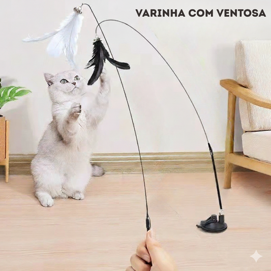 Varinha Interativa de Caça Estimulante com Ventosa para Gatos – Dory Pet
