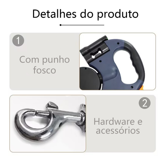 Retráctil Roleta Automática Dupla De Tração 3 Metros Com Botão De Controle Para Regulagem Pet Cachorro Passeio Linha