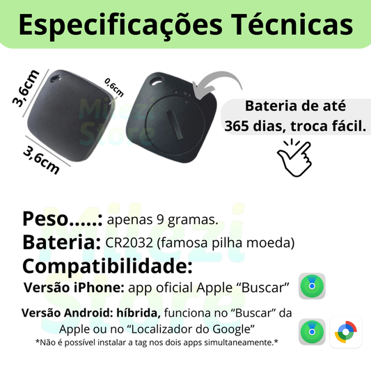 Rastreador Pet com Localização Global – Compatível com iPhone e Android