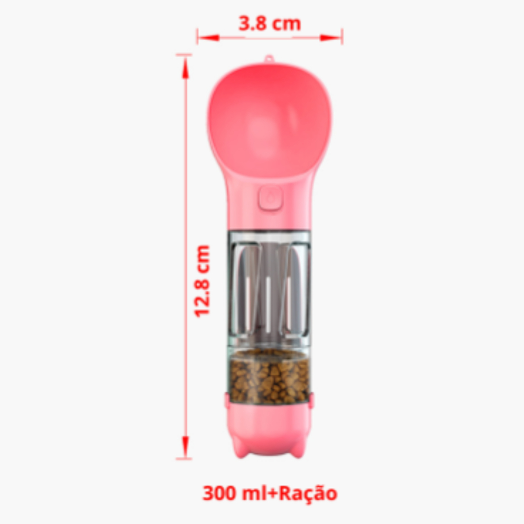 Garrafa De Água e Ração Para Cachorro 4 Em 1 Portátil Ideal Para Passeios Multifuncional
