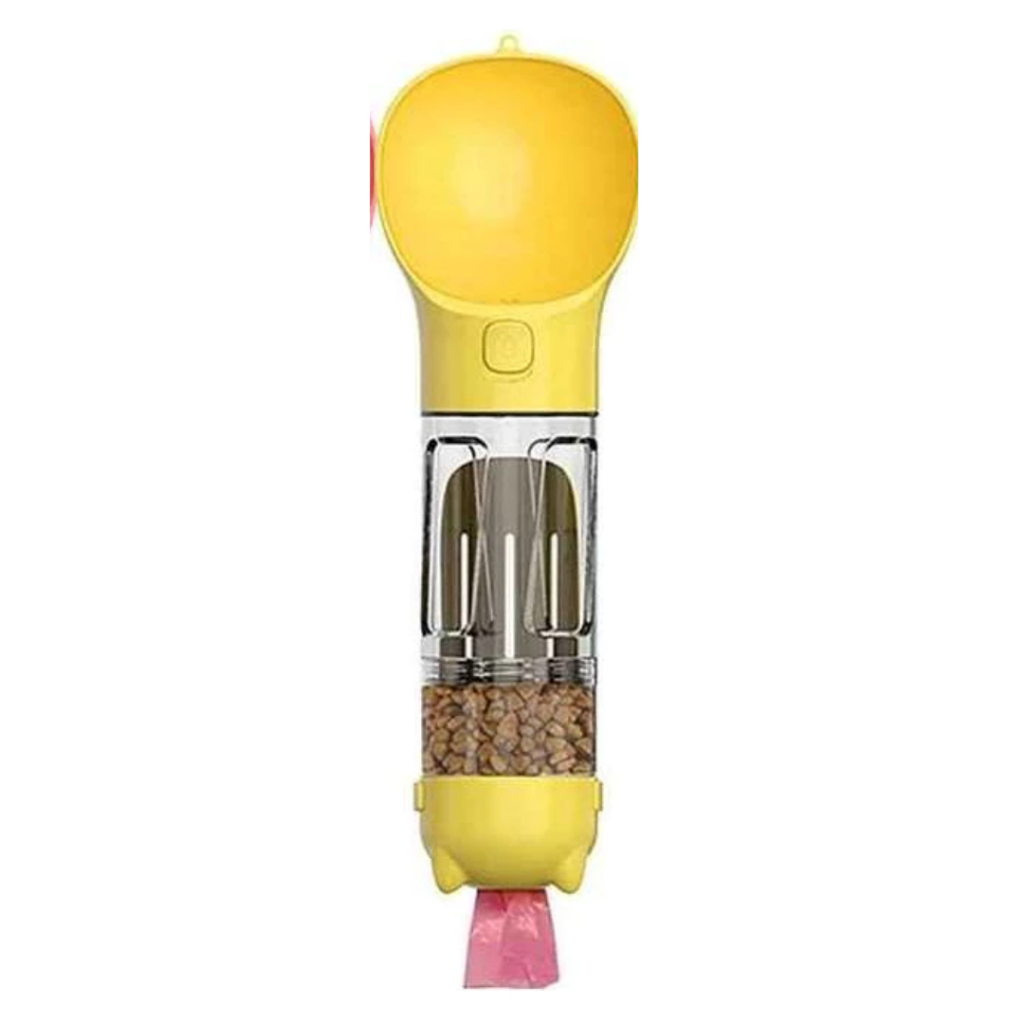 Garrafa Portátil Pet 4 em 1 – Bebedouro + Comedouro + Porta-Ração + Coletor – Dory Pet