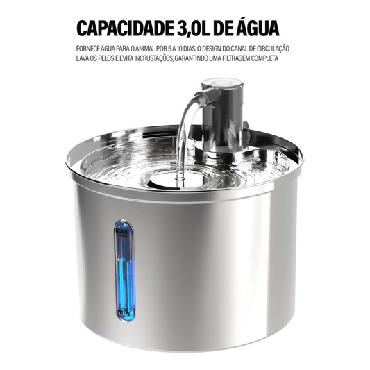 3l Fonte De Água De Aço Inoxidável Para Gatos E Cãe Newpet- Bivolt