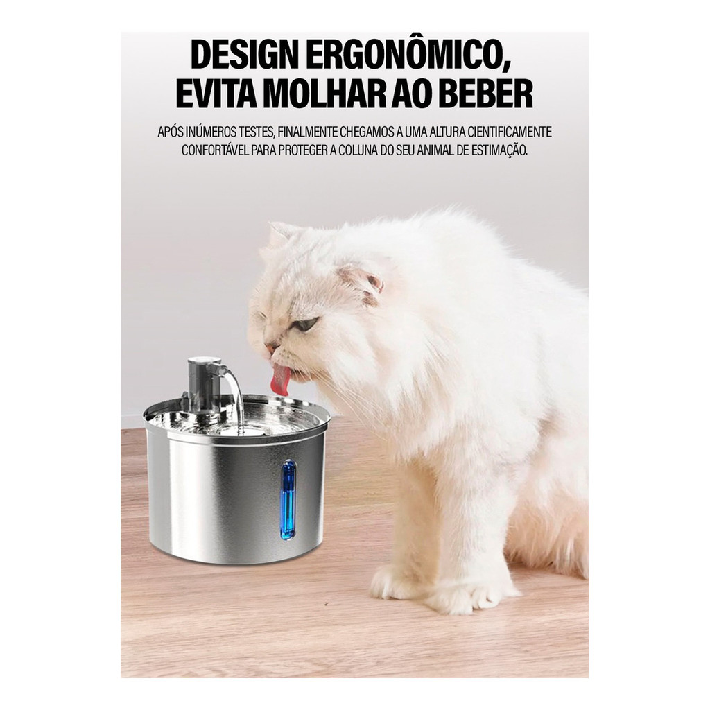 3l Fonte De Água De Aço Inoxidável Para Gatos E Cãe Newpet- Bivolt